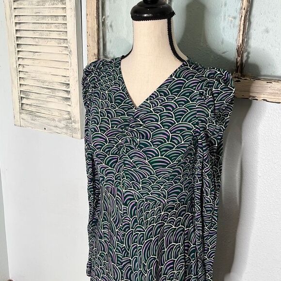 Kate Spade New York Womens Maxi Dress Puff Shoulder Long Sleeve Abstract Size 0 - Picture 3 of 14